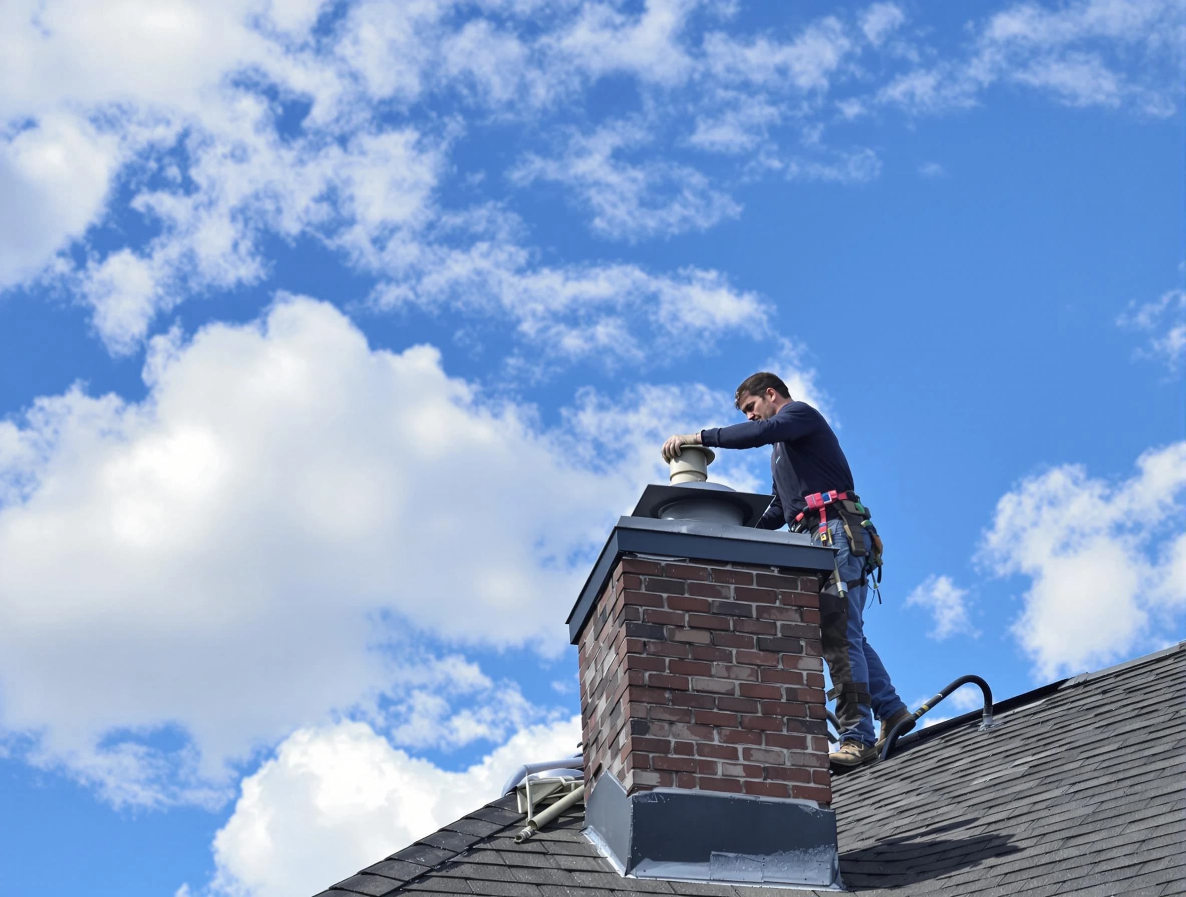 Los Ranchos de Albuquerque Chimney Sweep installing a sturdy chimney cap in Los Ranchos de Albuquerque, NM