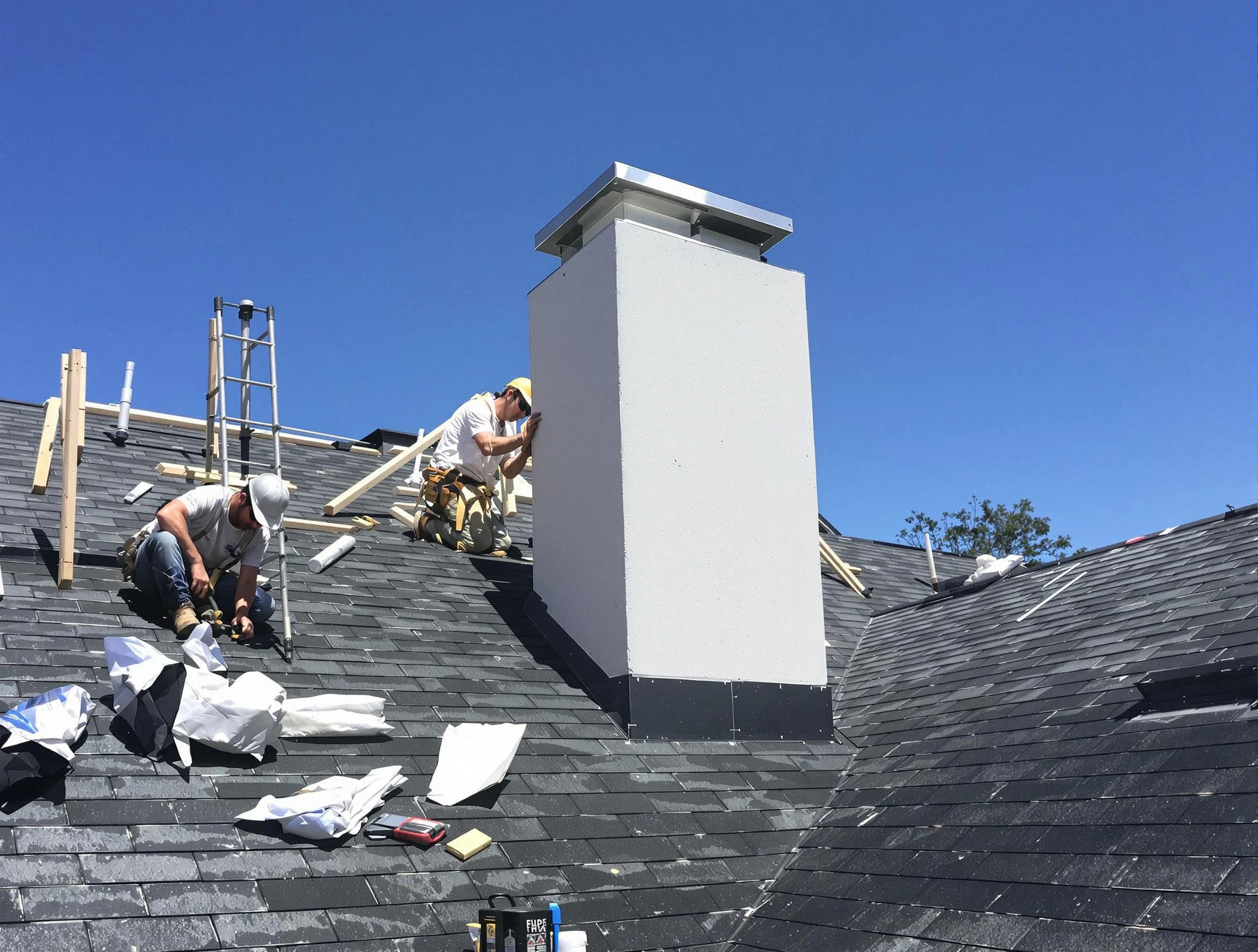 Los Ranchos de Albuquerque Chimney Sweep crew installing a new chimney in Los Ranchos de Albuquerque, NM