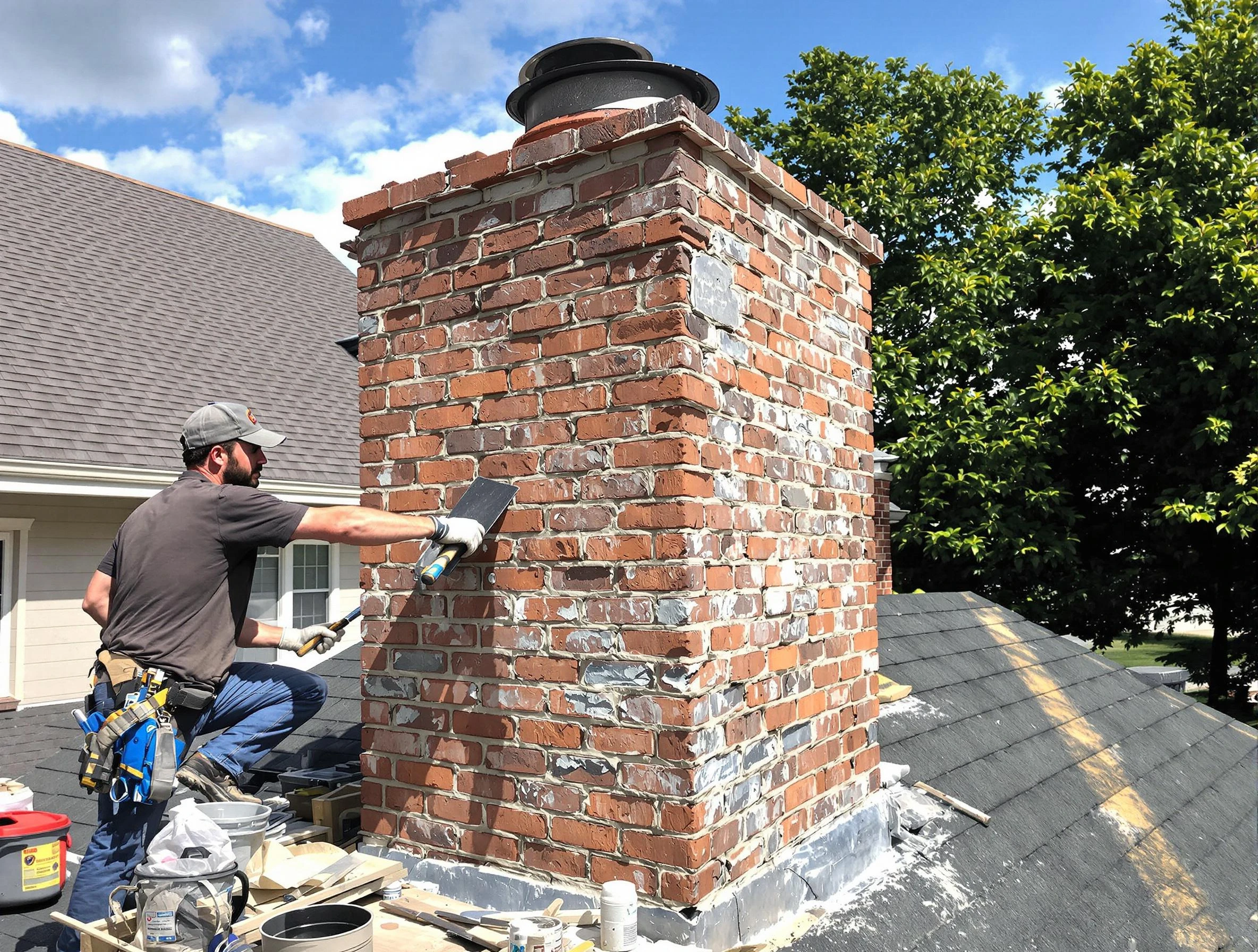 Completed chimney rebuild by Los Ranchos de Albuquerque Chimney Sweep in Los Ranchos de Albuquerque, NM